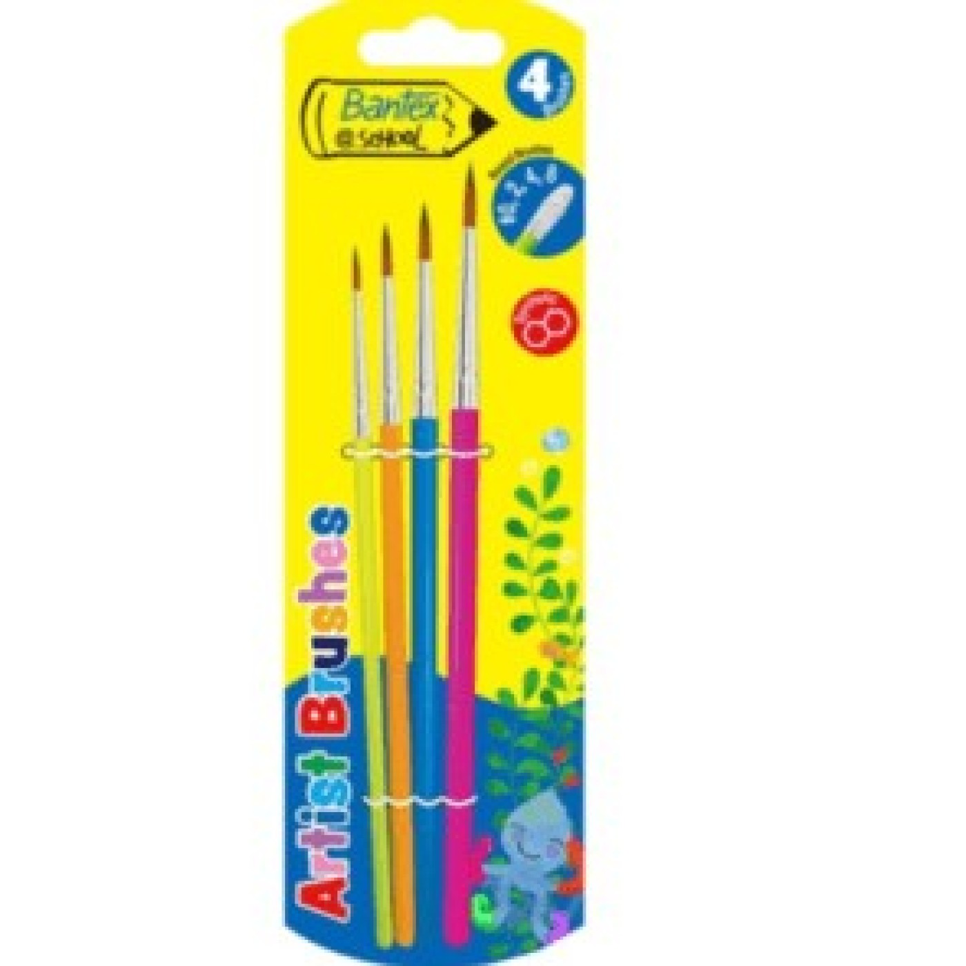 Paintbrush Bantex Children 4pc Round  (0, 2, 4, 8)