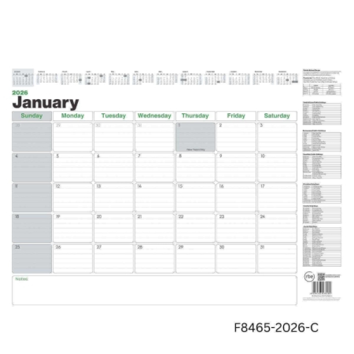 Desk Calendar Corporate 2026