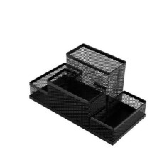 Desk Organiser Metal Mesh 4 Div Black