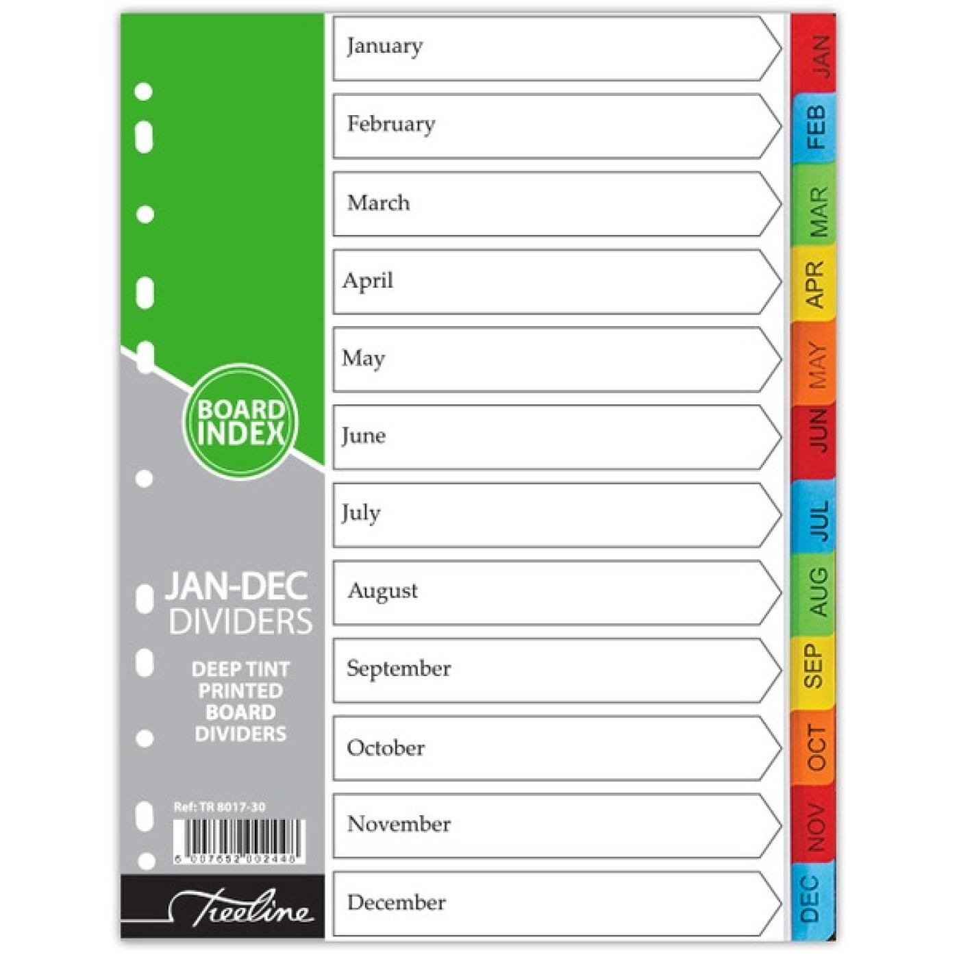 Divider Board A4 Jan-Dec Rainbow Treeline