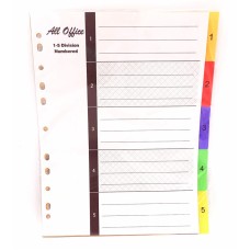 Divider Pvc A4 Numbered 1- 5 Rainbow All