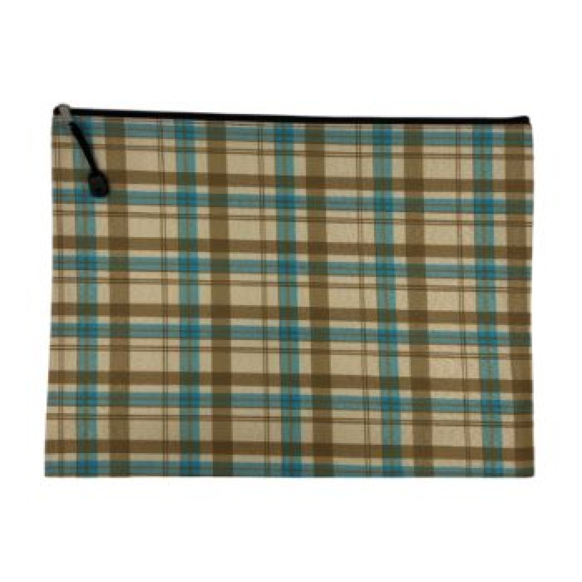 Book Bag A4 Zipper Type Checkered - Blue And Brown