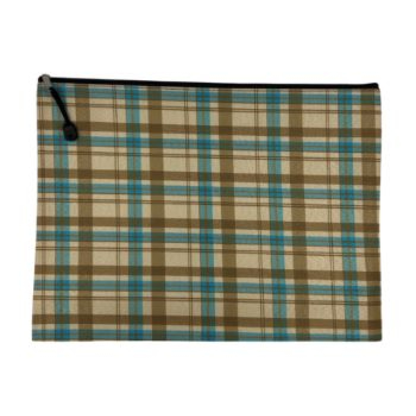 Book Bag A4 Zipper Type Checkered - Blue And Brown