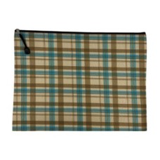Book Bag A4 Zipper Type Checkered - Blue And Brown