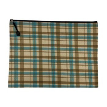 Book Bag A4 Zipper Type Checkered - Blue And Brown