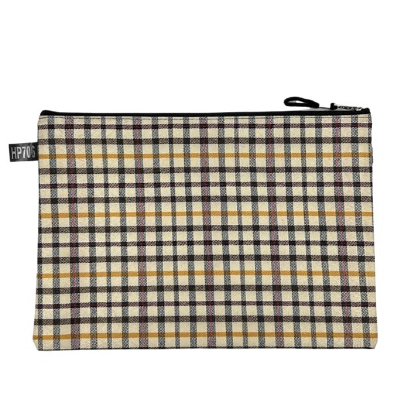 Book Bag A4 Zipper Type Checkered - Brown And Orange