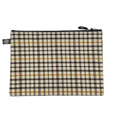 Book Bag A4 Zipper Type Checkered - Brown And Orange