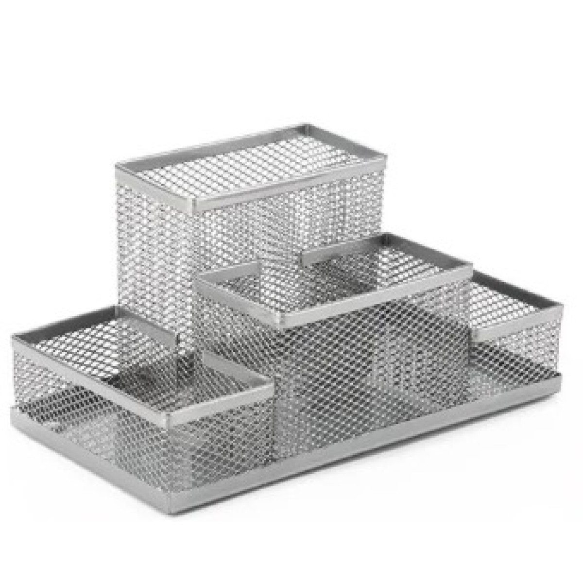 Desk Organizer Metal Mesh 4 Div - Silver